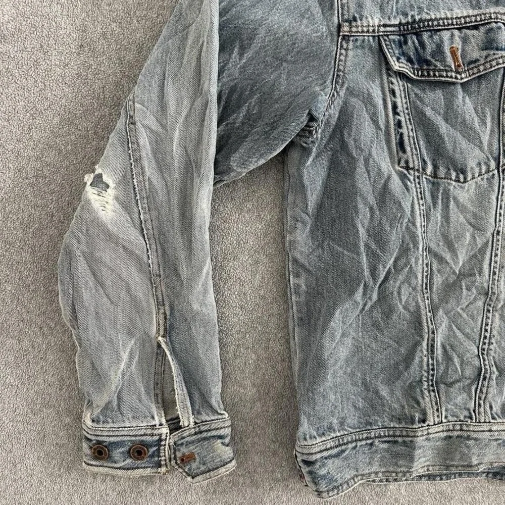 LL Bean Denim Jacket Mens Large Blue‎ Trucker Workwear Distressed Indie Grunge